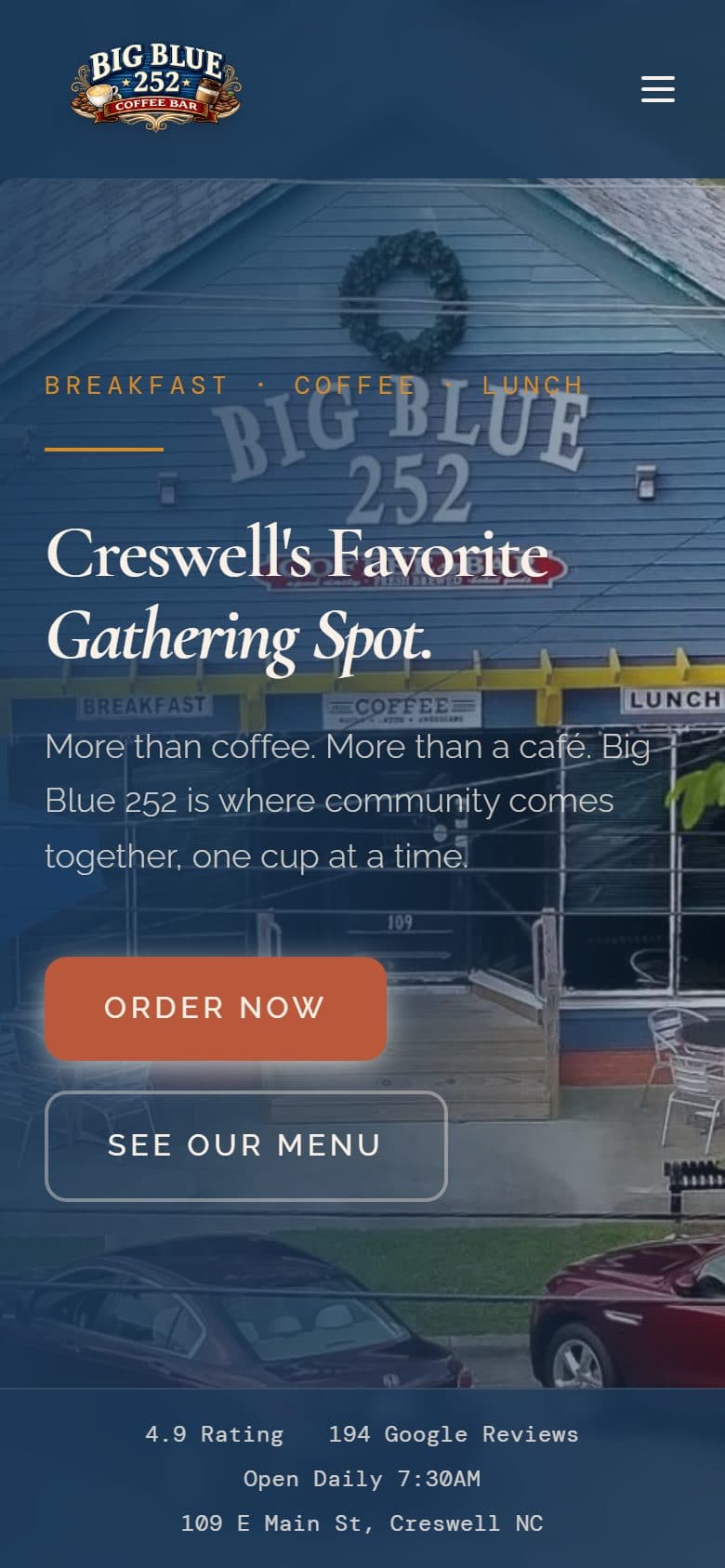 The same site on a phone